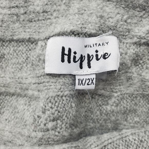 Military Hippie Forever Roses Grey Knit Sweater Size 1X NWT - Picture 6 of 7